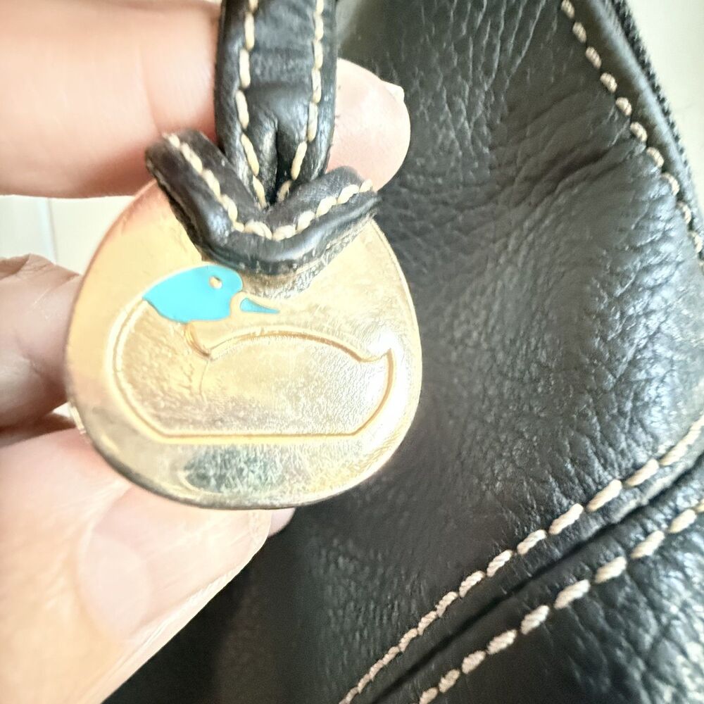 Vintage Dooney & Bourke 1975 Anniversary East West Hobo Duck Charm Black Large - Picture 6 of 10